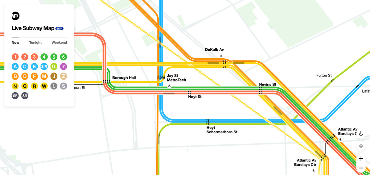 ニューヨーク市地下鉄、リアルタイム系統路線図のベータ版を公開